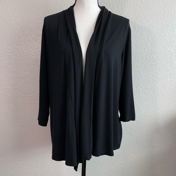 J. Jill Black Open Front Stretch Draped Cardigan Size 1XL - Picture 4 of 10